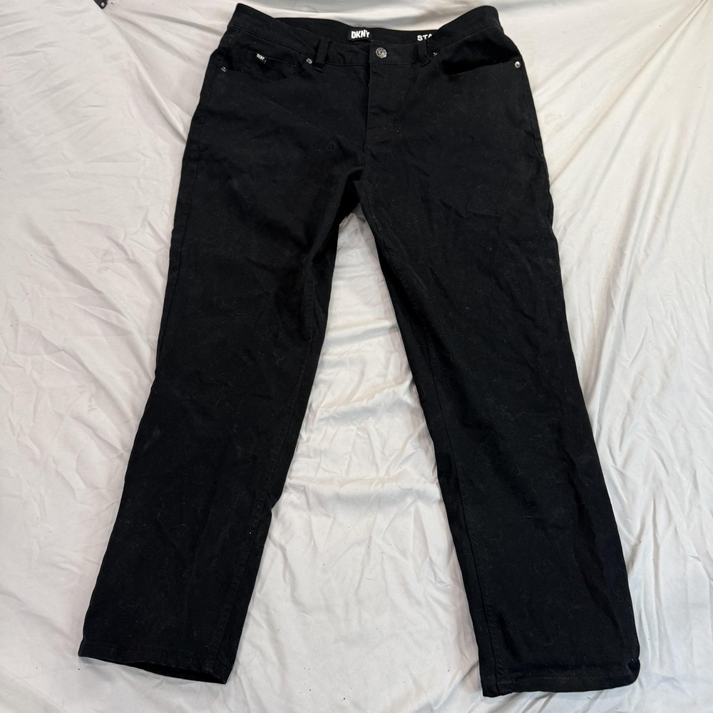 DKNY Jeans Mens 36x29 Black Stanton Slim Fit Straight Stretch Denim Pants